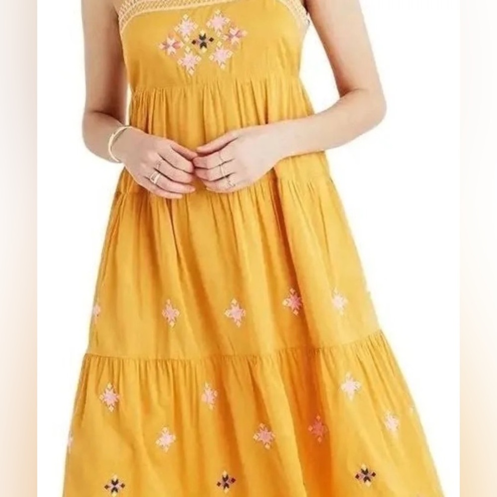 Madewell yellow midi embroidered Sundress - Size 00